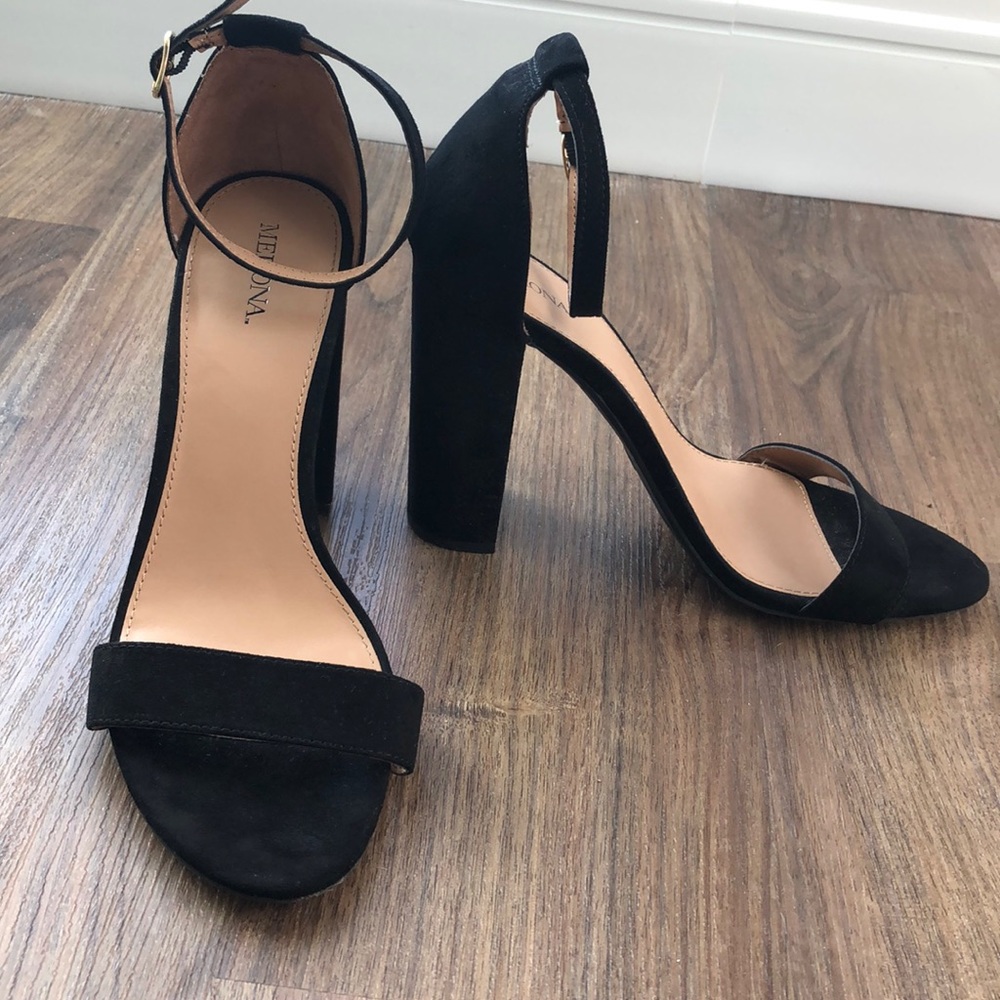 Black suede  w/ 4 1/2 in block heel